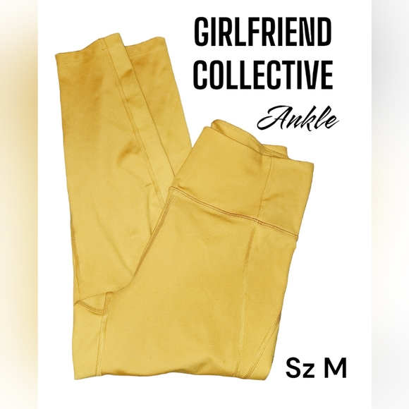 girlfriend collective Pants - GIRLFRIEND COLLECTIVE Sz M Mustard Gold Yellow Ankle Workout Athletic Leggings